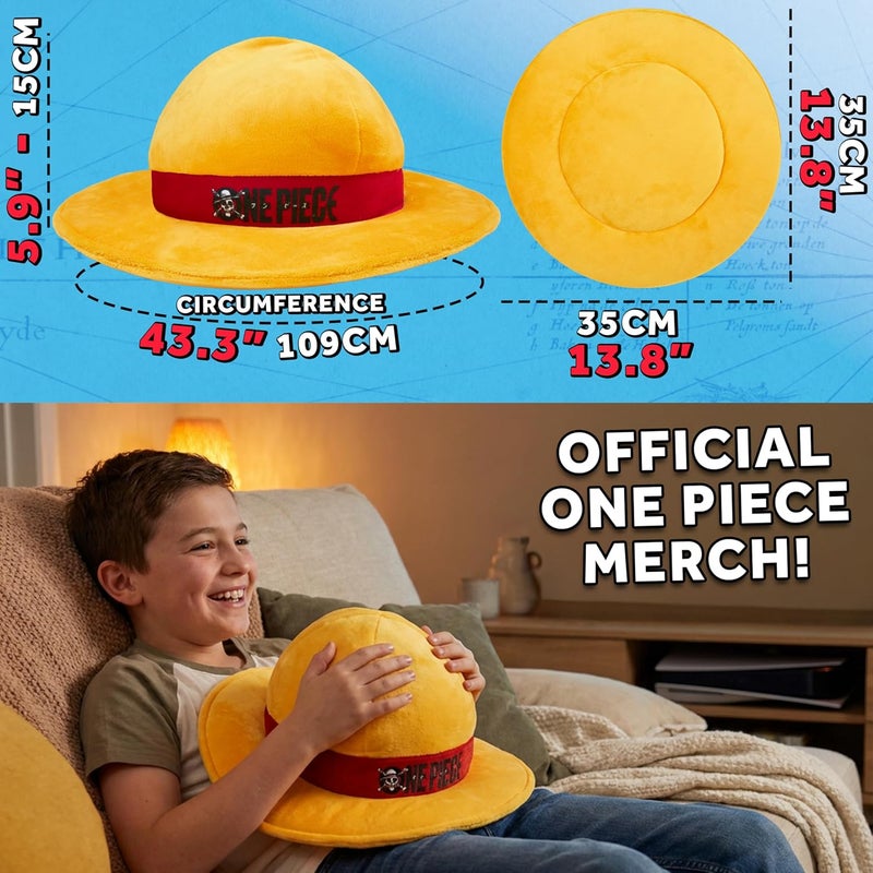 Get Trend One Piece Plush Cushion Pillow for Kids, Teens, Adults, Soft Plush Throw Pillow Cute Fluffy Cushion Anime Decor Cuddle Plushies Gifts (Yellow One Piece, L13.8 x W13.8) - Image 2